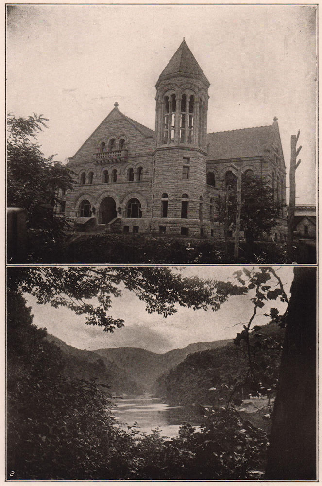 Library of West Virginia University at Morgantown. View of Cheat River 1903