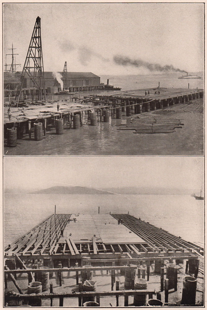 Associate Product Howard Street Wharf, San Francisco, California. Wooden cylinder pier system 1903