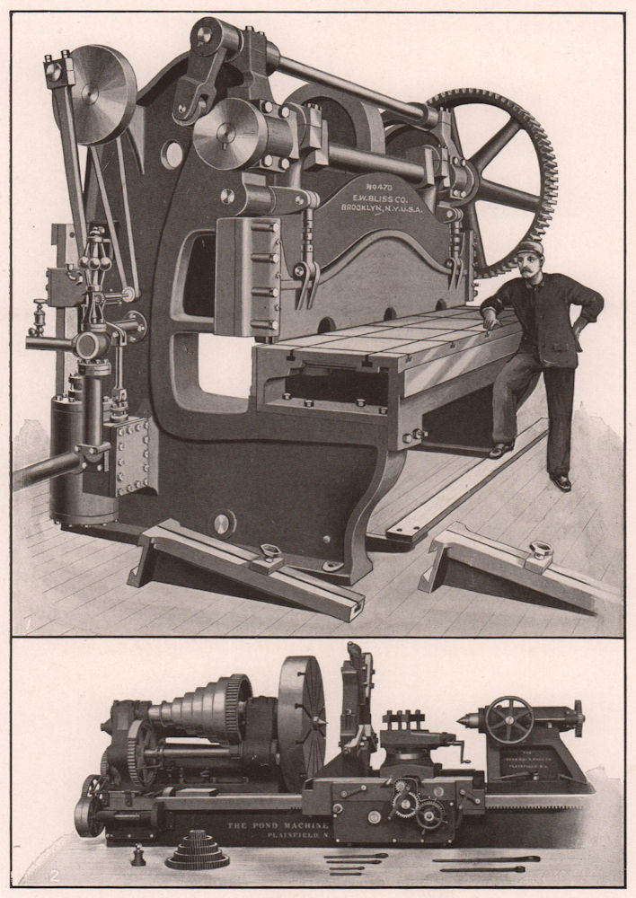 Associate Product Metal Work: Shearing Machine. 72 Inch Lathe. EW Bliss, Brooklyn, New York 1903