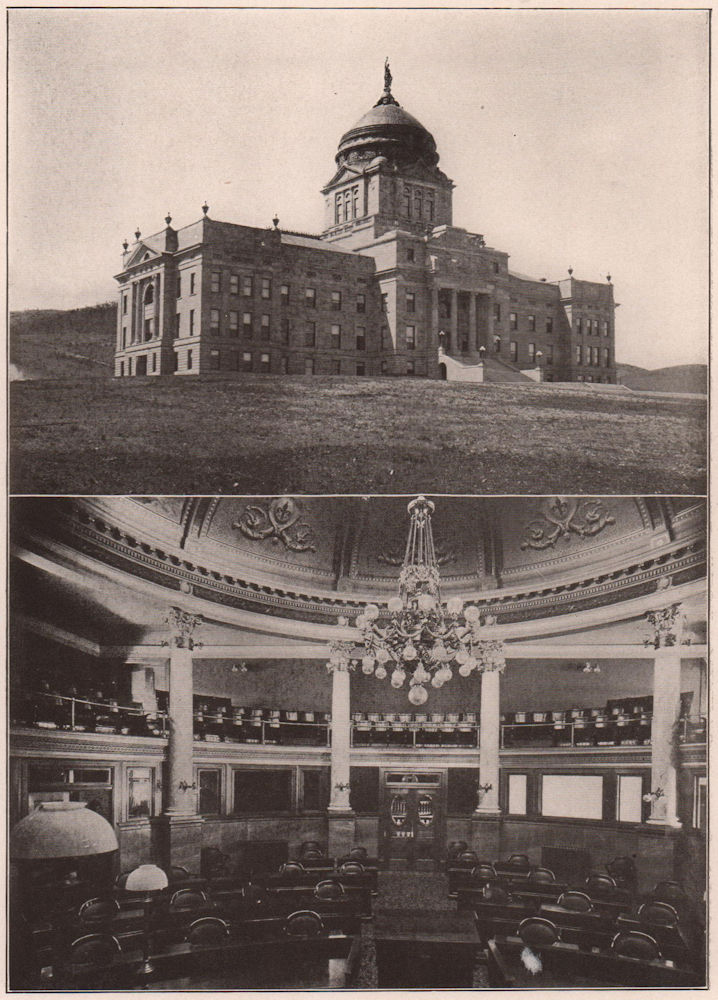 Montana: Capitol and Senate Chamber, at Helena. Montana 1903 old antique print