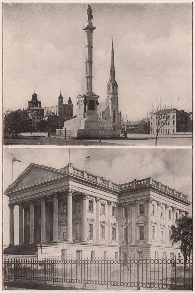 The Calhoun Monument & Custom House at Charleston. South Carolina 1904 print