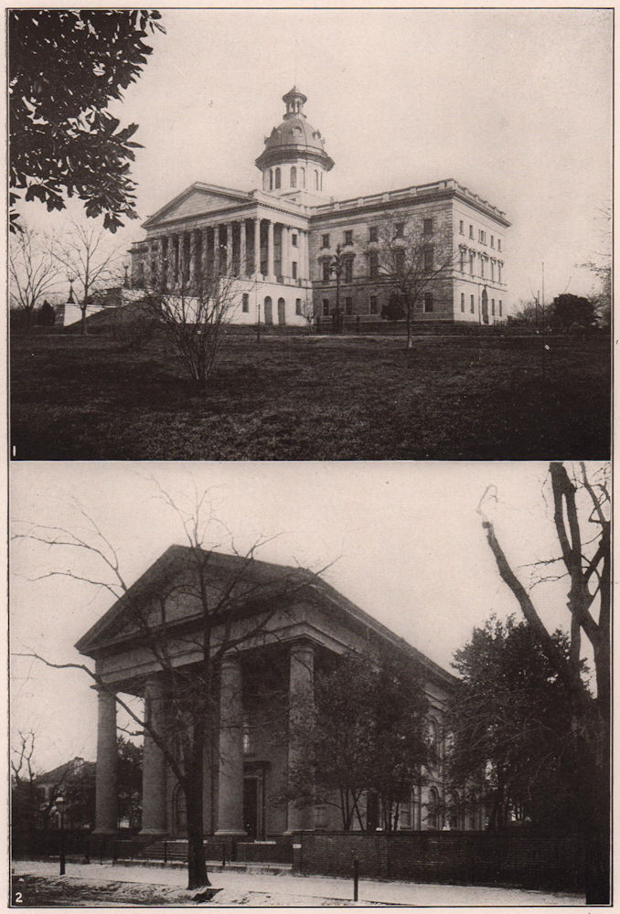 South Carolina: Capitol Building & First Baptist Church, Columbia 1904 print