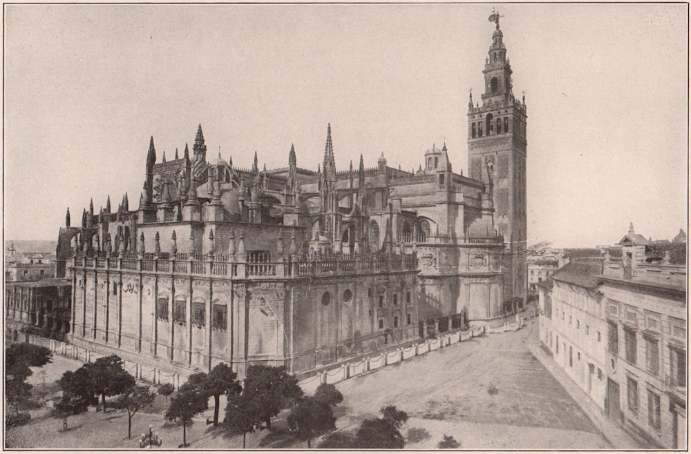 Spain: Cathedral and Alcazar at Seville. Spain 1904 old antique print picture