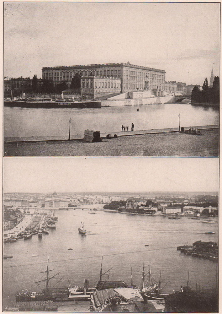 Associate Product 1. The Royal Palace, Stockholm. 2. General View of Stockholm. Sweden 1904