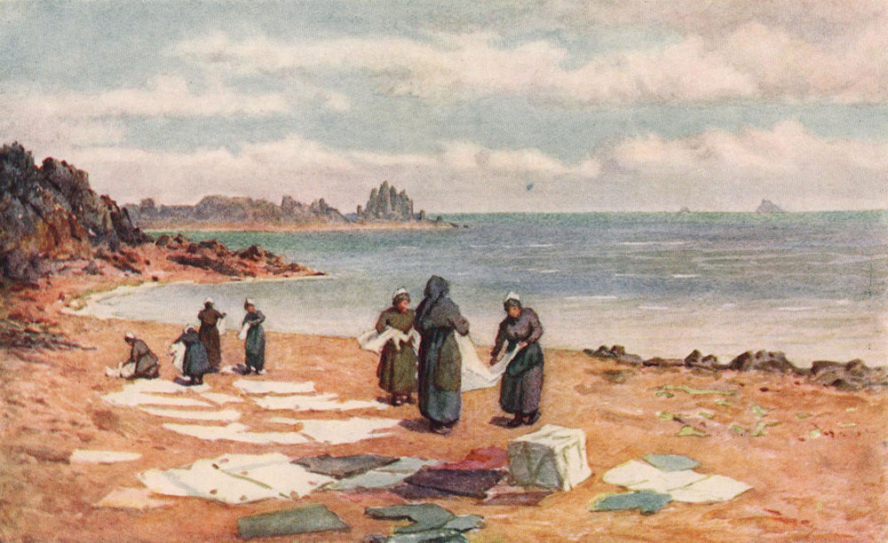 Drying day at La Houle. Ille-et-Vilaine. Côte d'Émeraude 1912 old print