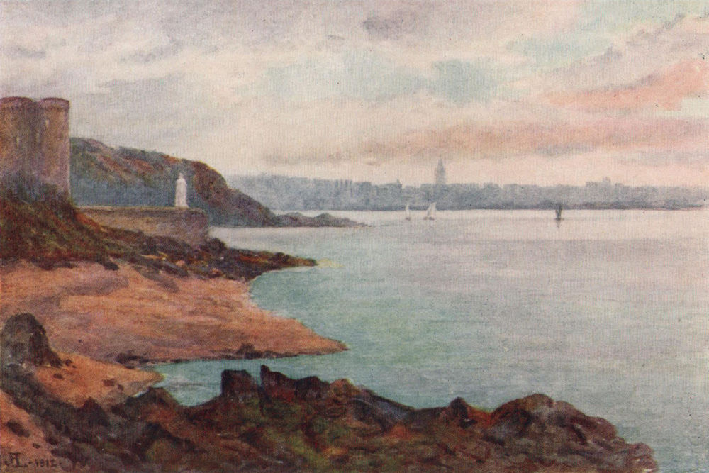 Môle des Noires & Dinard from St. Malo. Ille-et-Vilaine. Côte d'Émeraude 1912