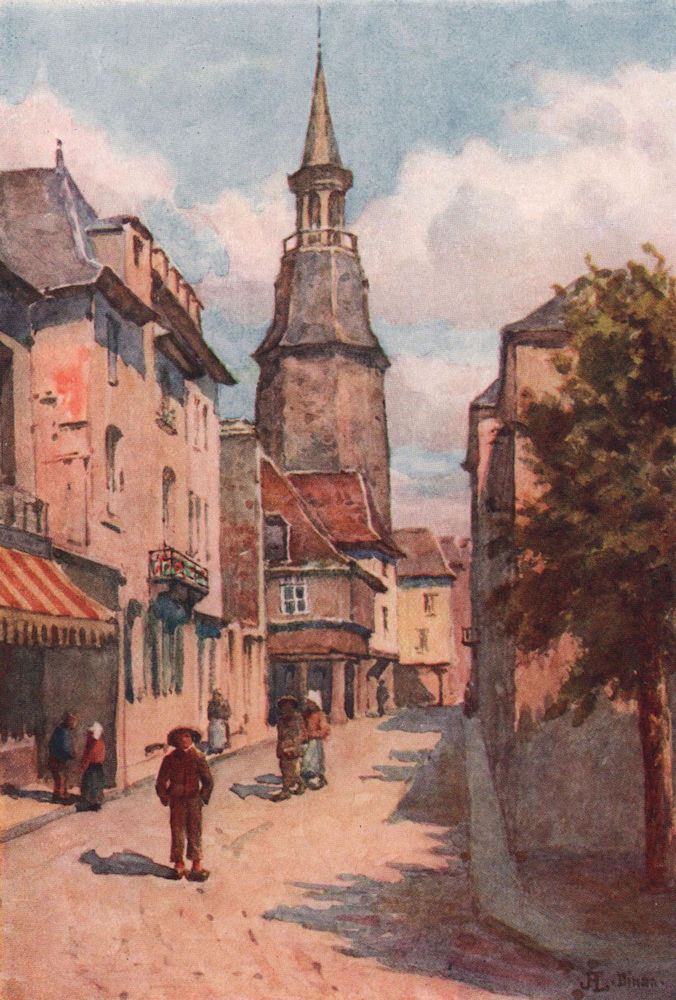 Associate Product Rue de l'Horloge, Dinan. Côtes-d'Armor. Côte d'Émeraude 1912 old antique print