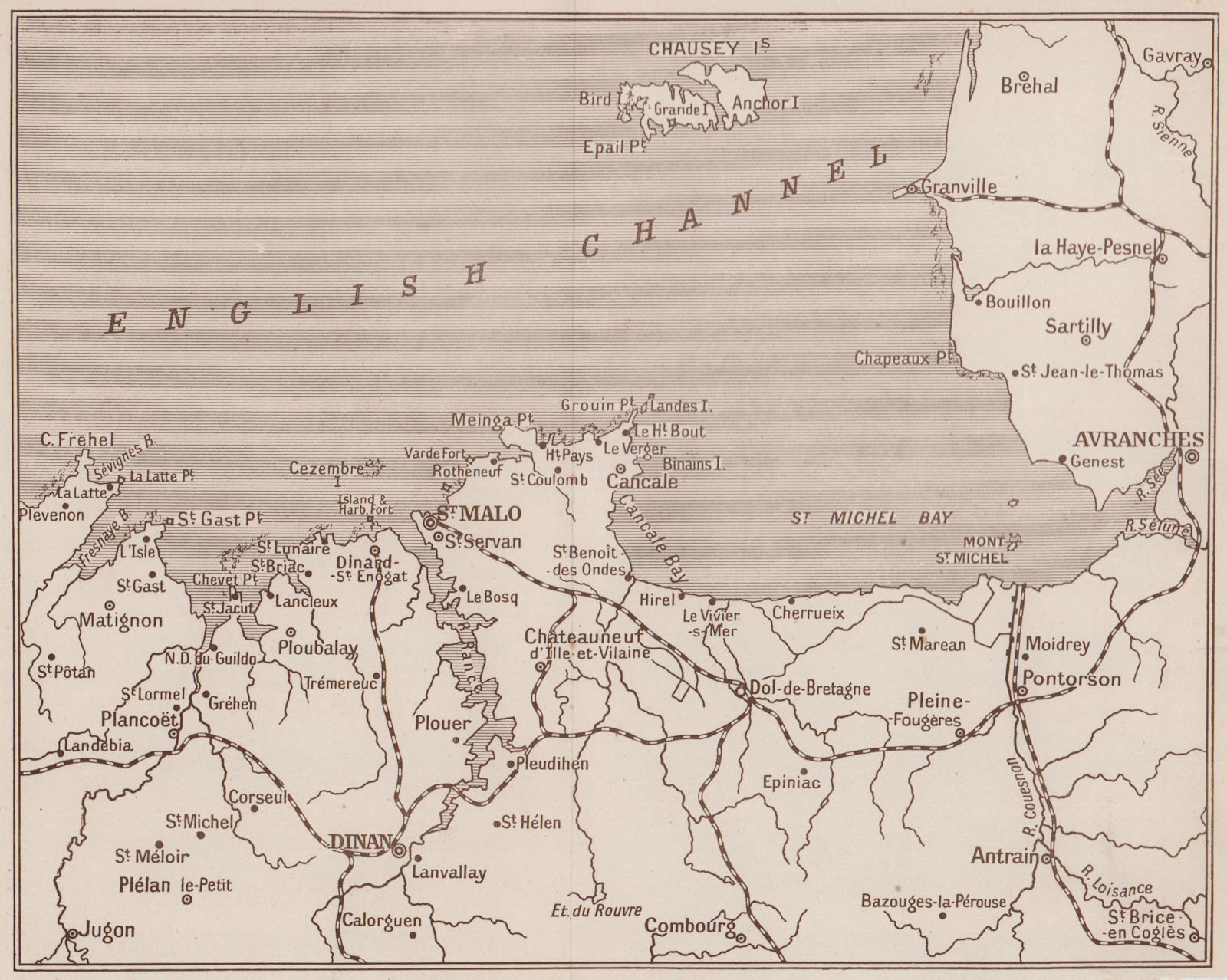 Associate Product La Côte d'Emeraude sketch map. Ille-et-Vilaine 1912 old antique plan chart
