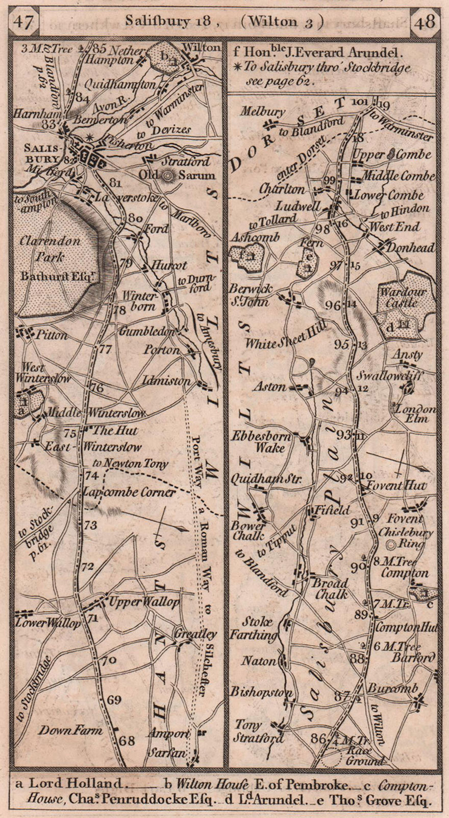 Associate Product Middle Wallop-Salisbury-Broad Chalke-Ludwell road strip map PATERSON 1803