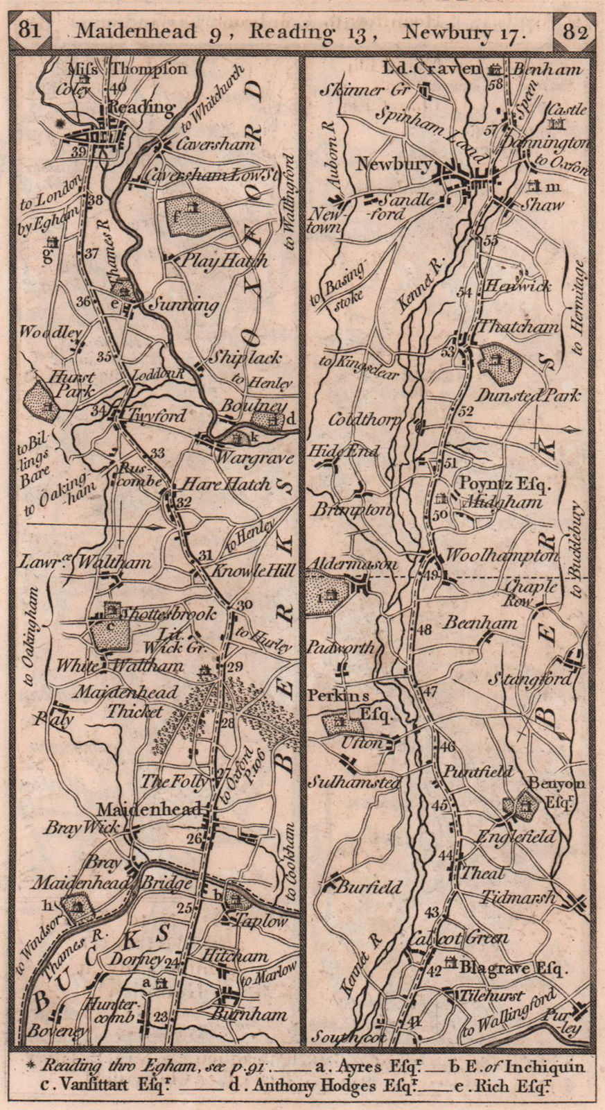 Associate Product Burnham-Maidenhead-Reading-Aldermaston-Newbury road strip map PATERSON 1803