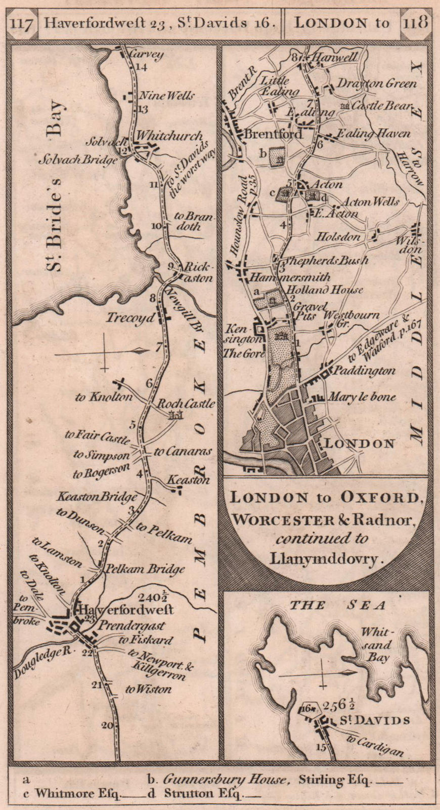 Haverfordwest-St. David's. Kensington-Ealing road strip map PATERSON 1803