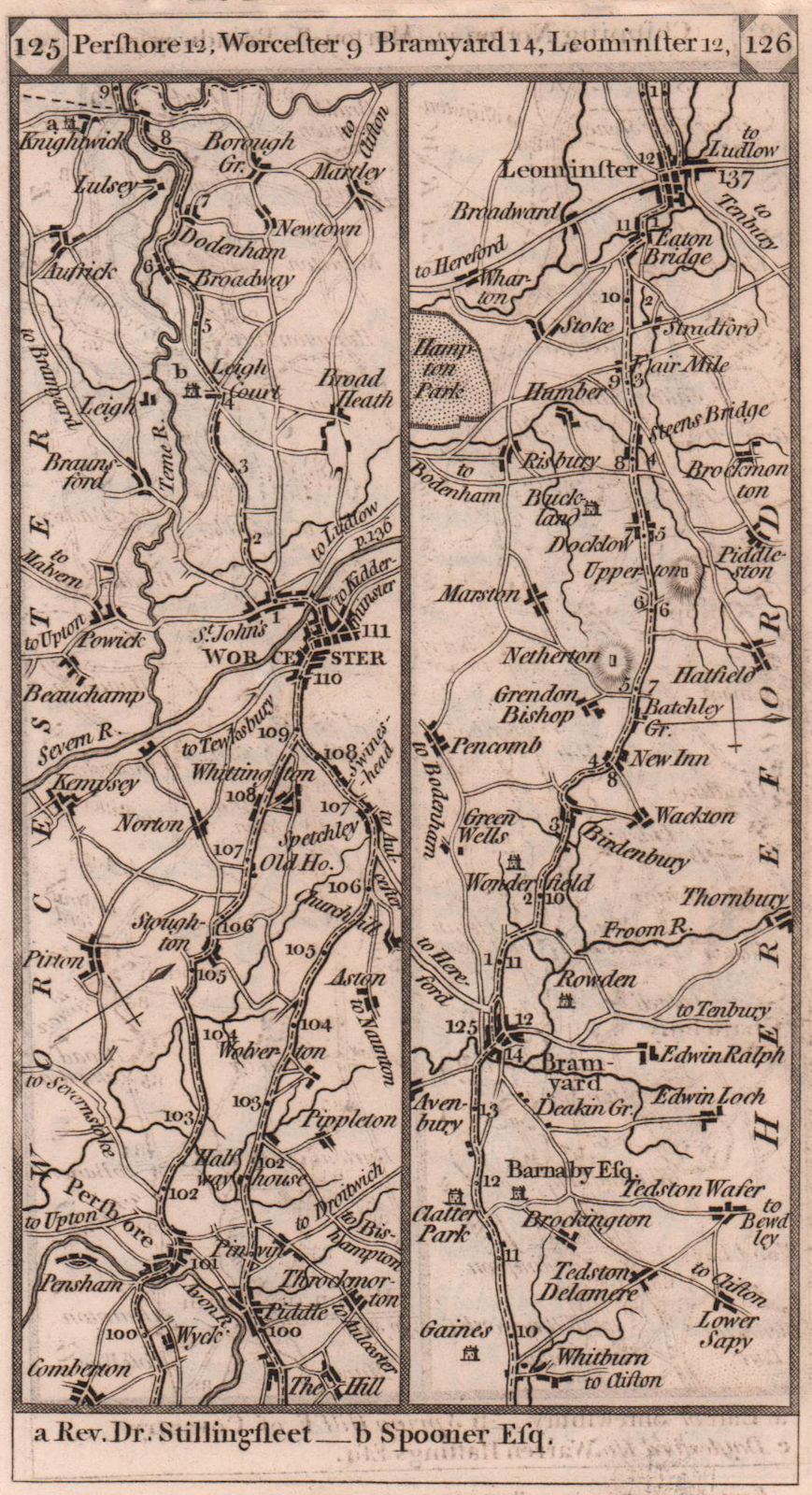 Associate Product Pershore - Worcester - Bromyard - Leominster road strip map PATERSON 1803