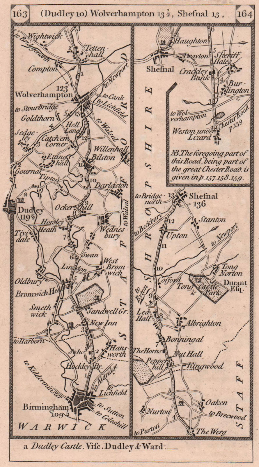 Associate Product Birmingham-West Bromwich-Dudley-Wolverhampton road strip map PATERSON 1803