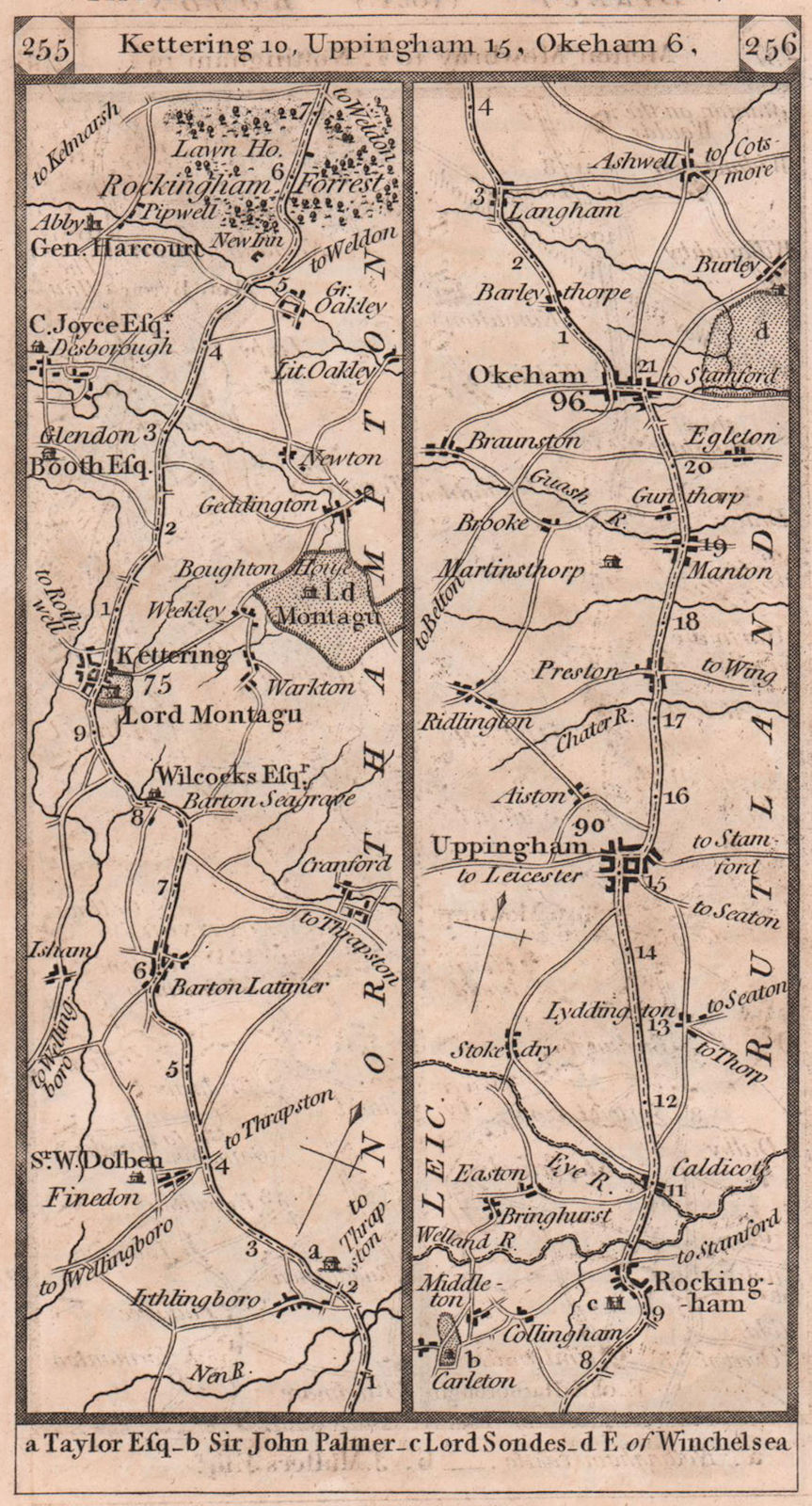 Associate Product Kettering - Rockingham - Uppingham - Oakham road strip map PATERSON 1803