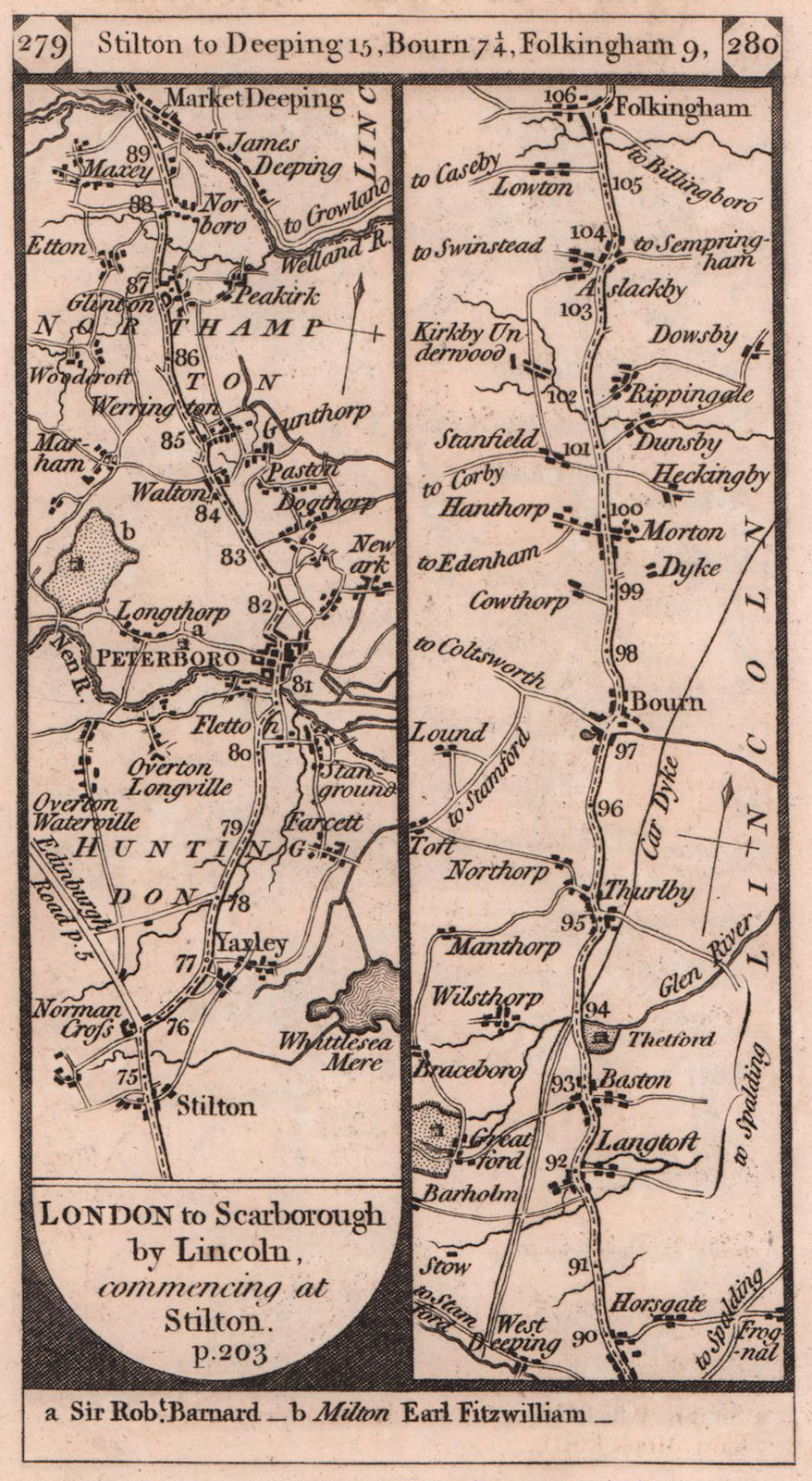 Associate Product Yaxley-Peterborough-Thurlby-Morton-Folkingham road strip map PATERSON 1803