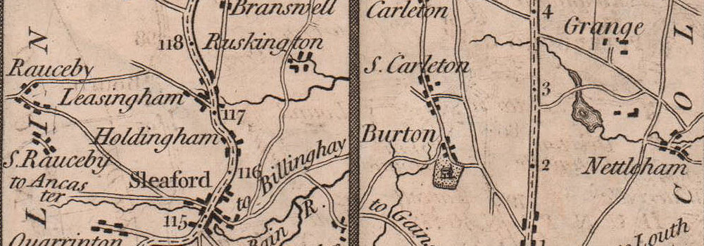 Sleaford - Lincoln road strip map PATERSON 1803 old antique plan chart