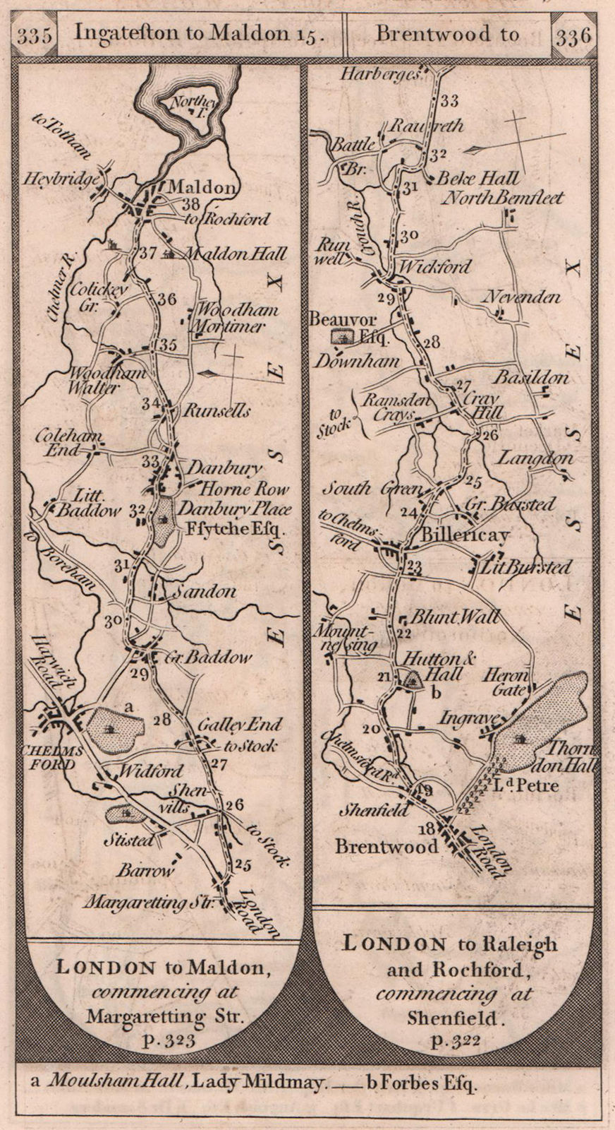 Associate Product Chelmsford-Danbury-Maldon. Brentwood-Billericay road strip map PATERSON 1803