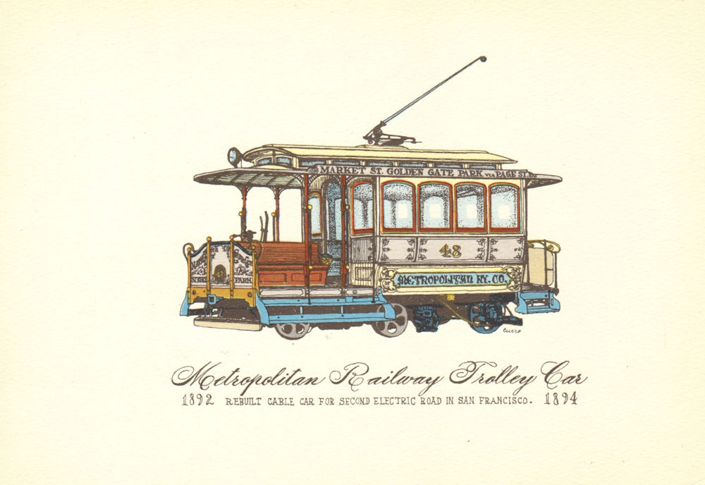 San Francisco cable car. Metropolitan Railway Trolley car 1892-1894. 1950