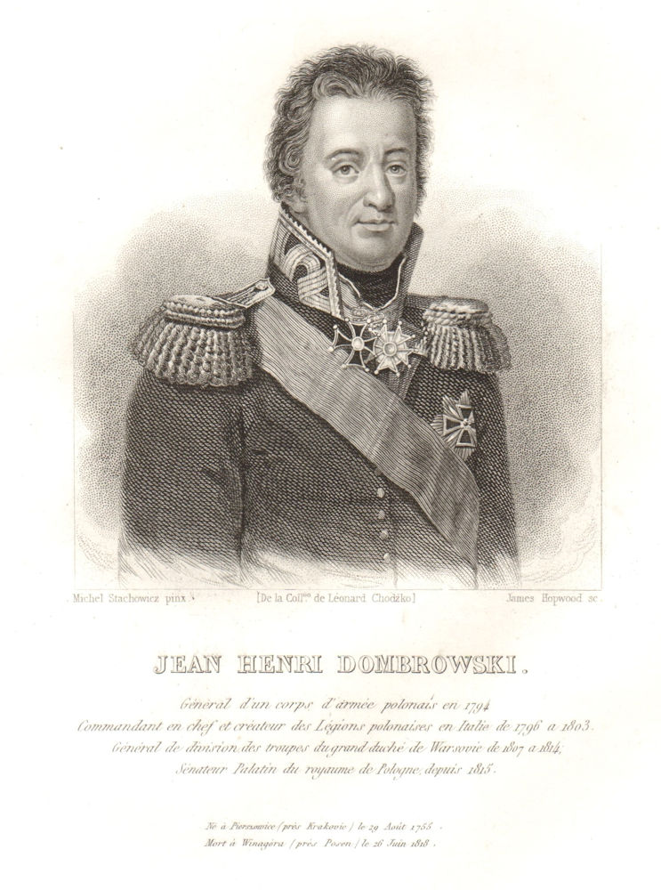 Jan Henryk Dabrowski. Johann Heinrich Dombrowski. Polish general 1839 print
