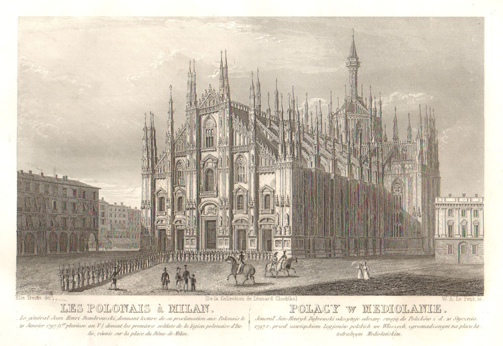 The Polish Legion in Milan, 1797; Polacy w Mediolanie. Poland 1839 old print