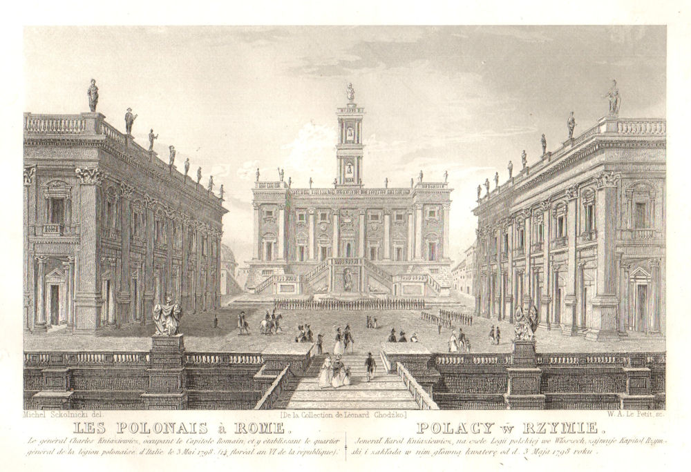 The Polish Legion in Rome, 1798; Polacy w Rzymie. Poland 1839 old print