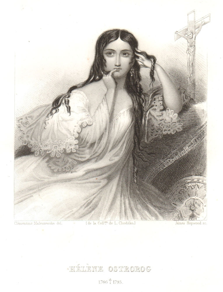 Helena Ostrorog 1839 old antique vintage print picture