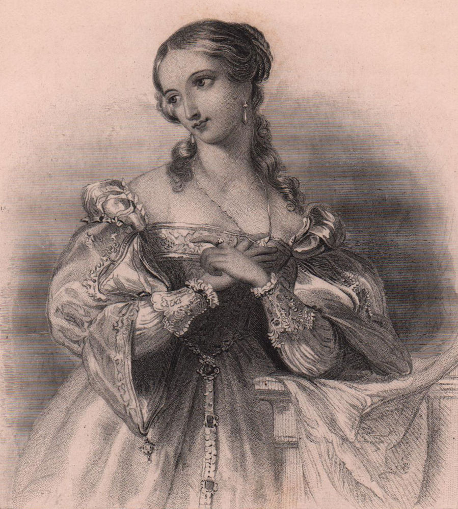 Karolina. Polish lady 1839 old antique vintage print picture