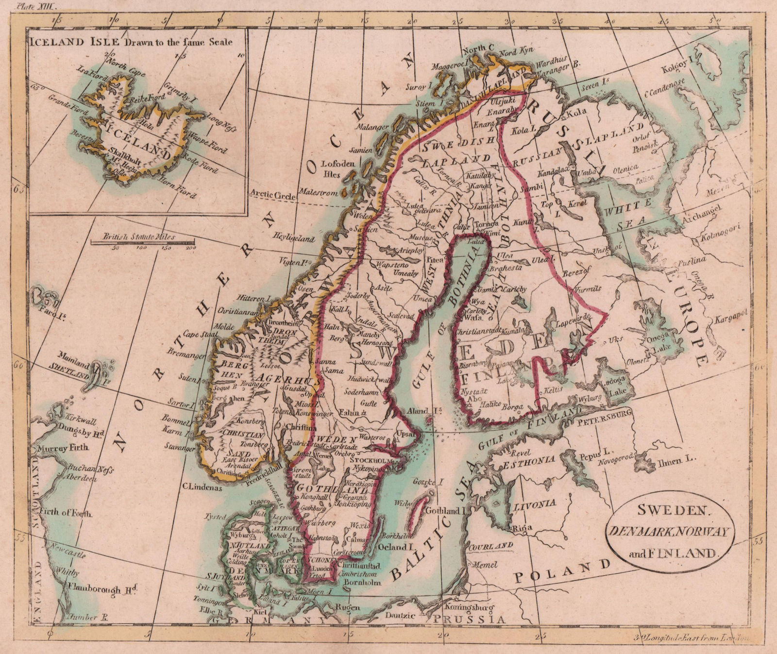 Sweden Denmark Norway and Finland Inset Map of Iceland. Scandinavia. PAYNE 1798