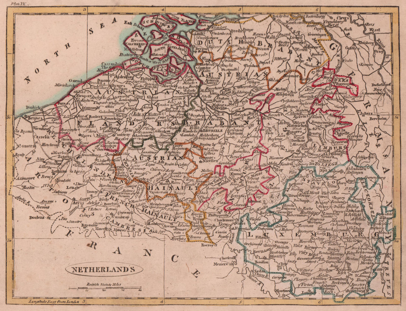 Belgium. "Netherlands". PAYNE 1798 old antique vintage map plan chart