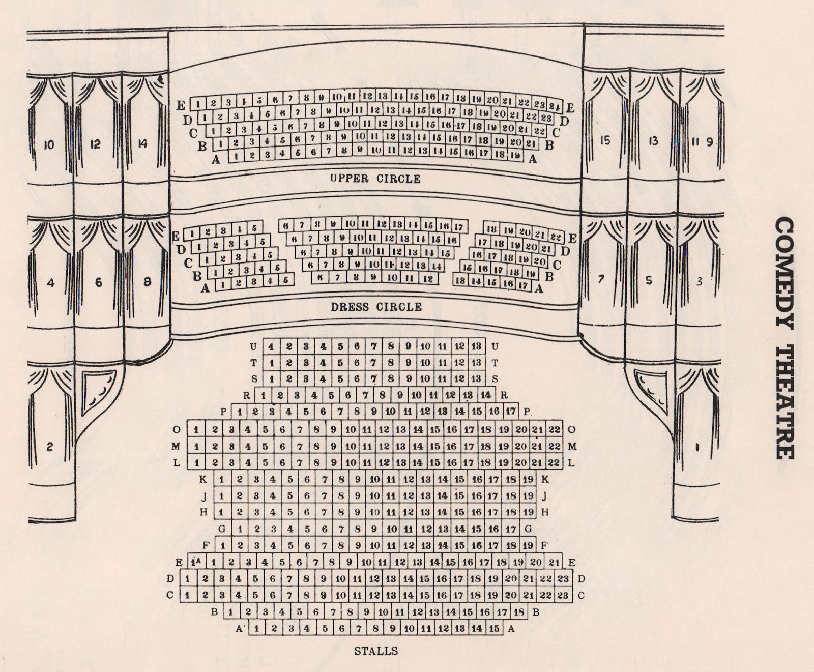 COMEDY THEATRE. Seating plan. London West End. Now Harold Pinter Theatre 1937