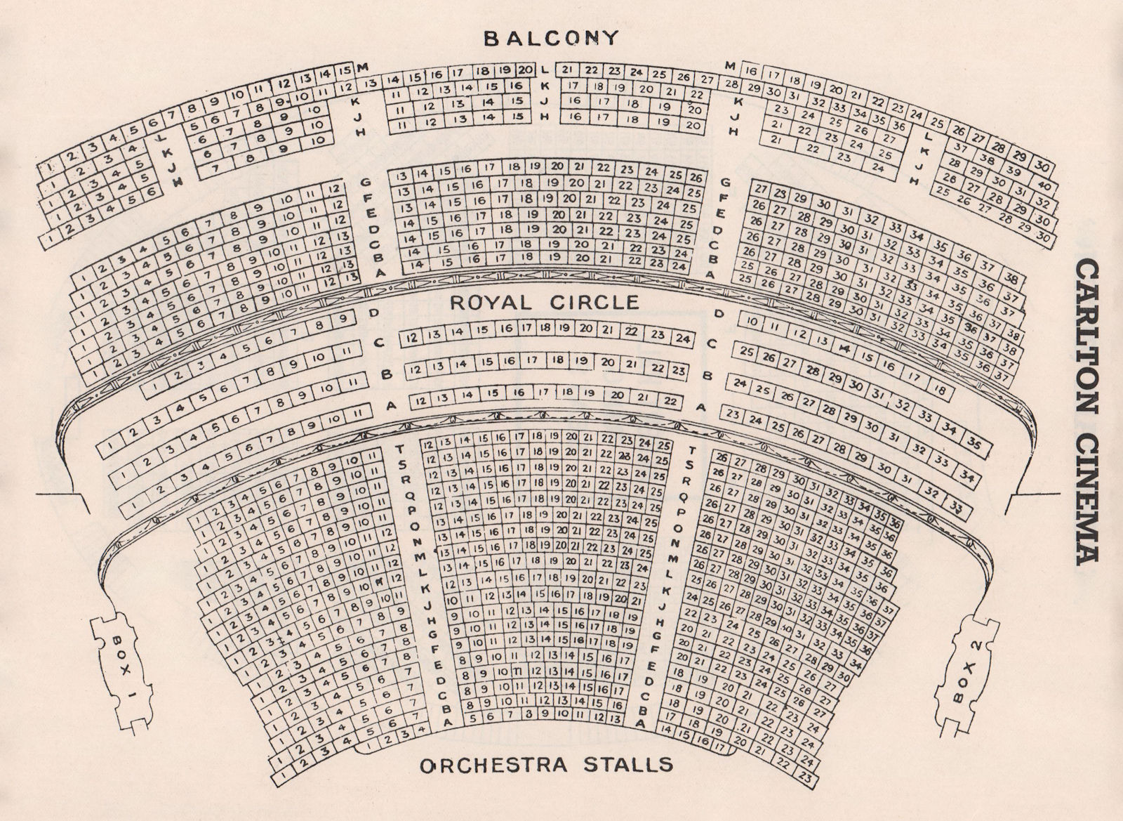 CARLTON CINEMA now EMPIRE HAYMARKET vintage seating plan. London 1937 print