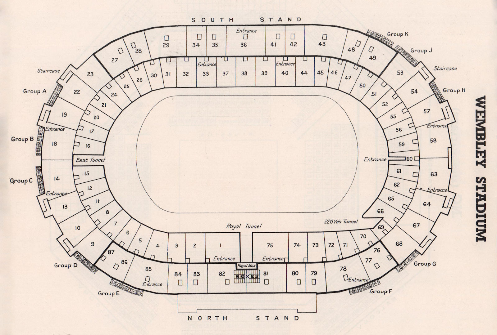 WEMBLEY STADIUM vintage seating plan. London. Football stadium 1937 old print