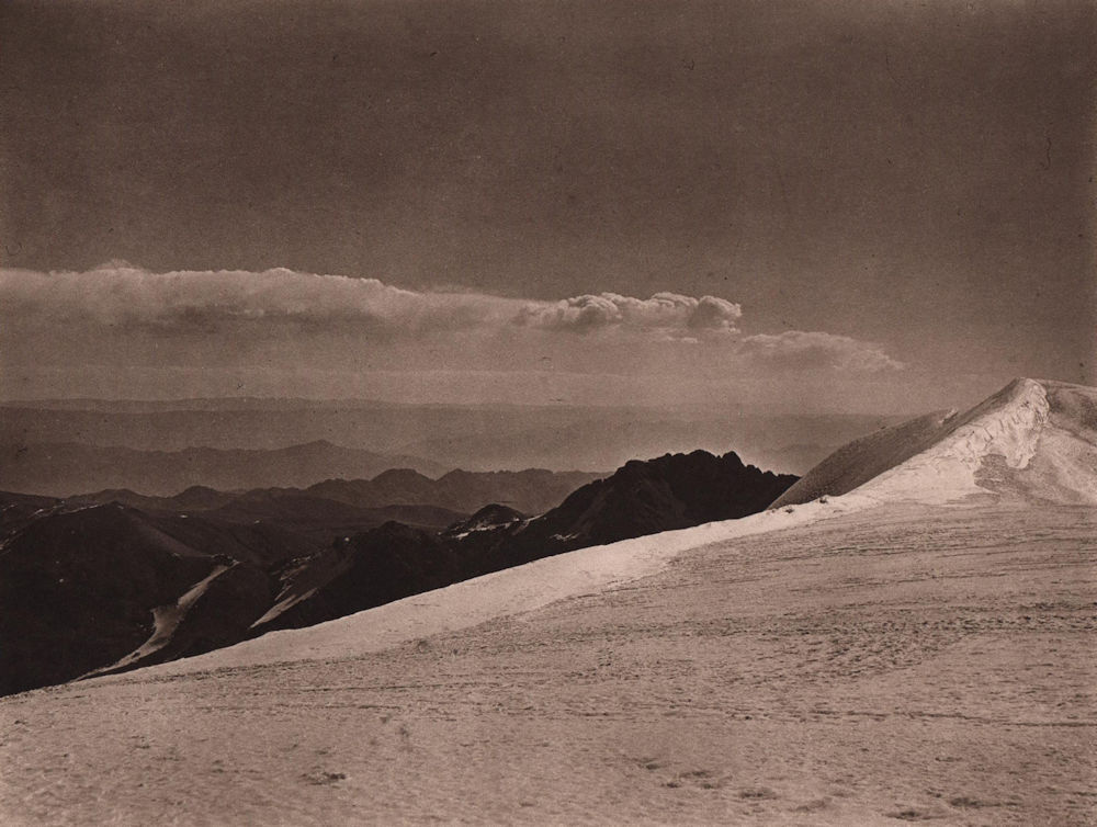Atoromachuma glacier, Kimsa/Quimsa Cruz mountain range. Bolivia 1928 old print