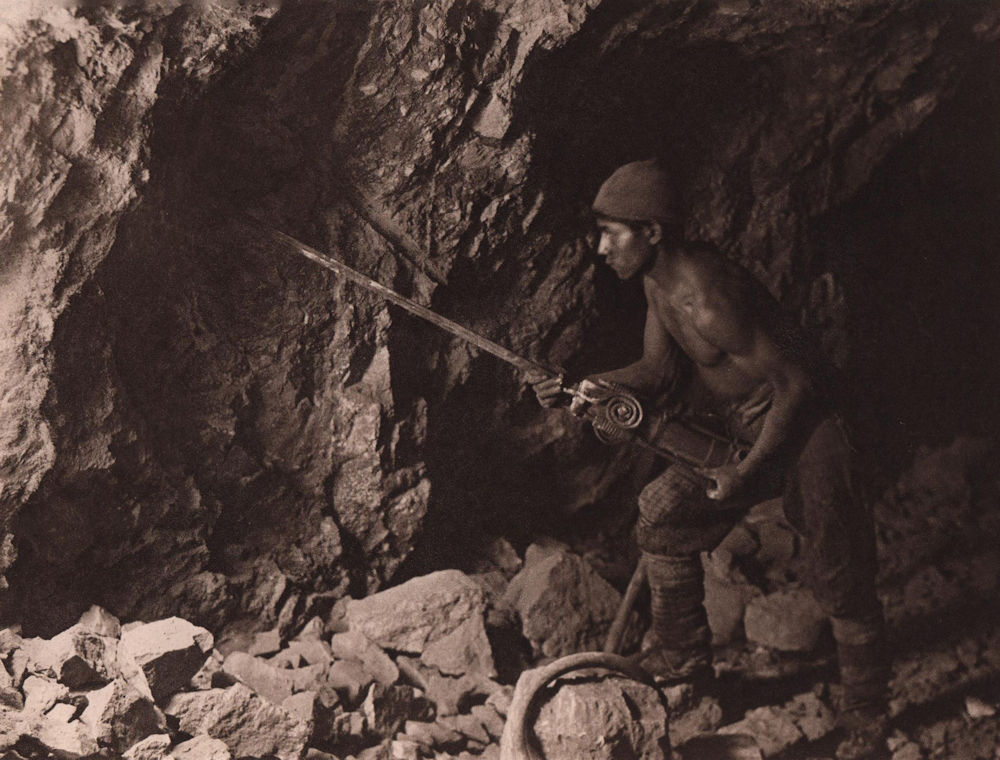 A miner of Pailaviri (Potosi). Bolivia 1928 old vintage print picture