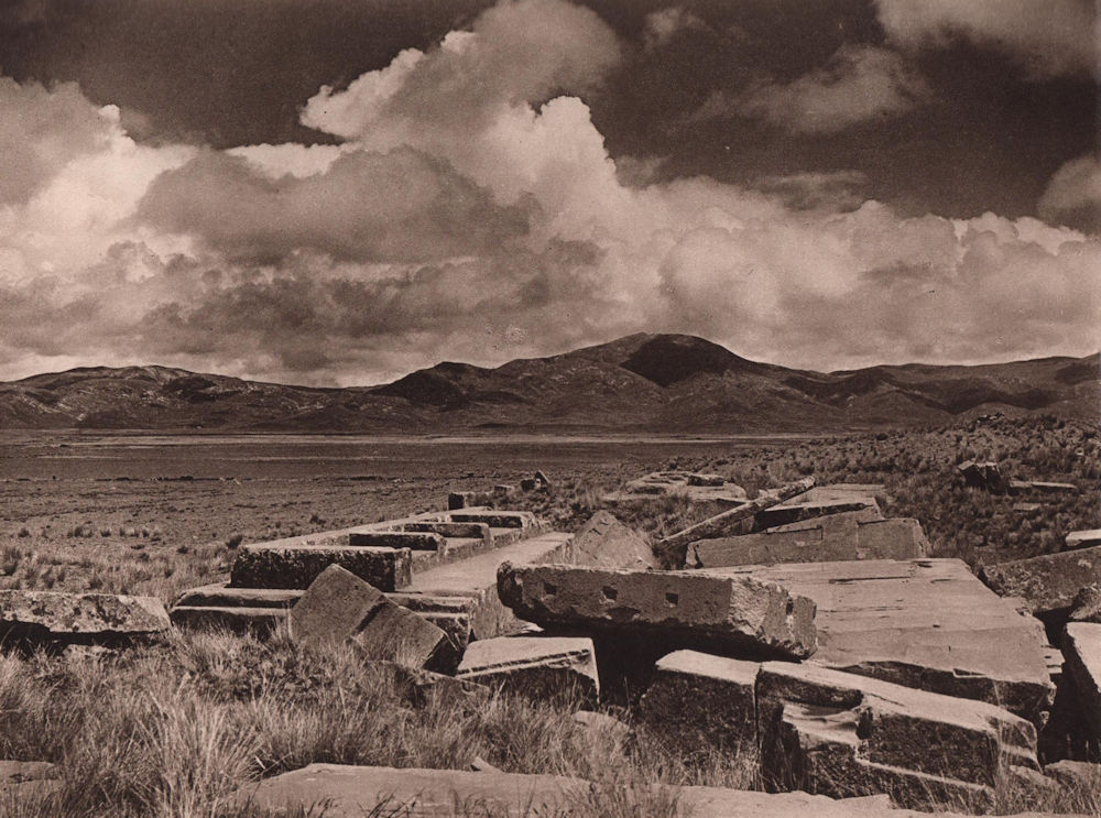 Ruins of Pumapuncu at Tiahuanacu. Bolivia 1928 old vintage print picture