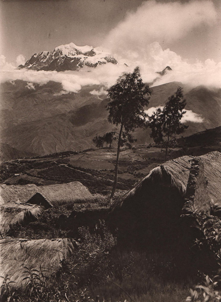 Ranch Asiento in the Valley of Araca. Illimani mountain. Bolivia 1928 print