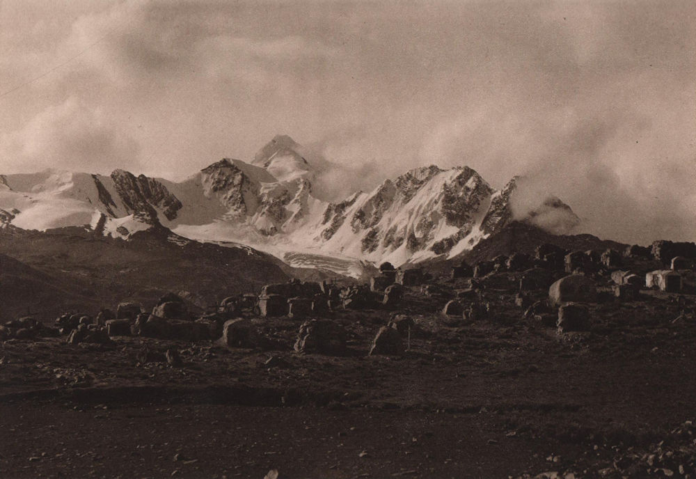 Huaina-Potosi (Cacaaca). Mining region. Indian cemetery. Bolivia 1928 print