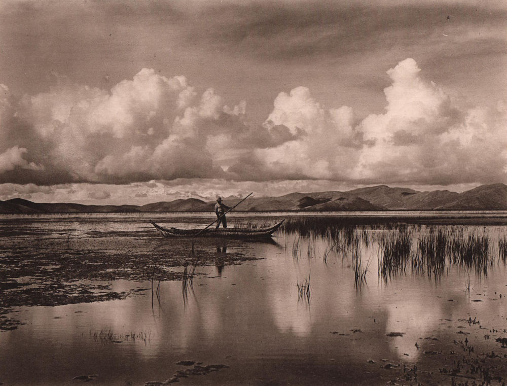 Evening on Lake Titicaca. Bolivia 1928 old vintage print picture