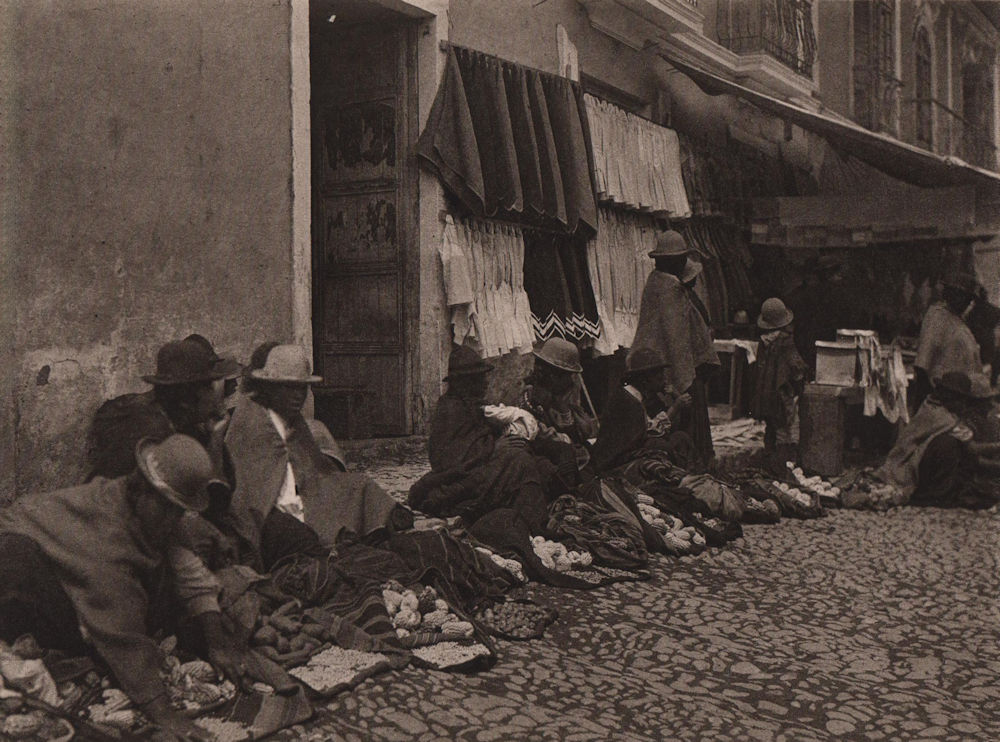 Associate Product Indians trading in the Plaza at Sorata. Bolivia 1928 old vintage print picture