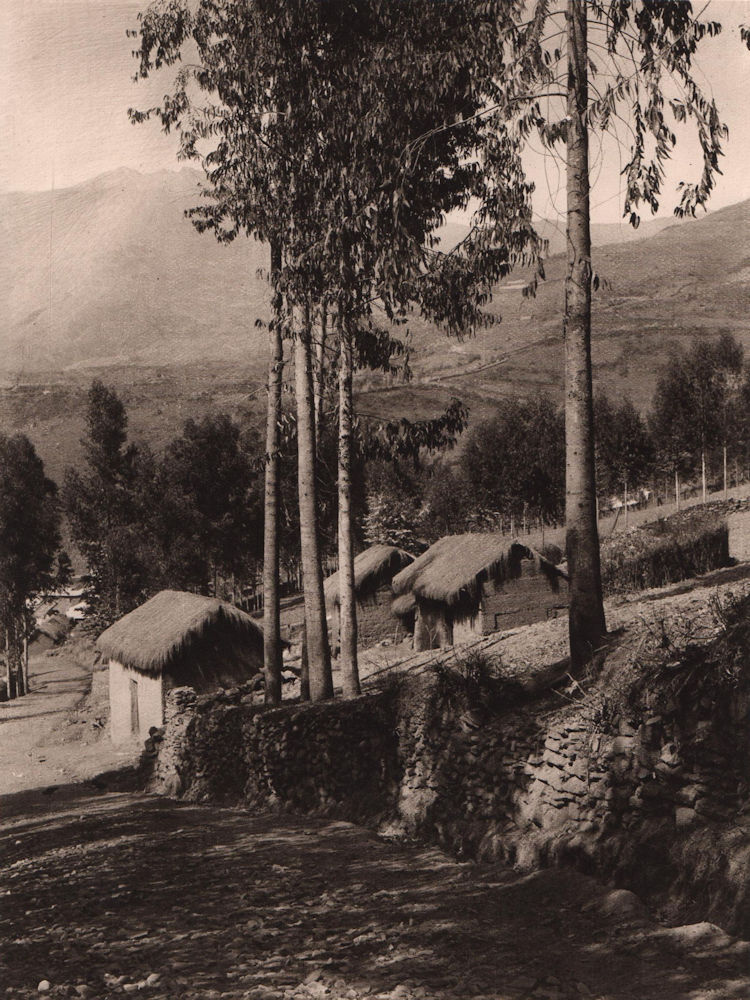 Quime, a large village on the road to Inquisivi. Bolivia 1928 old print