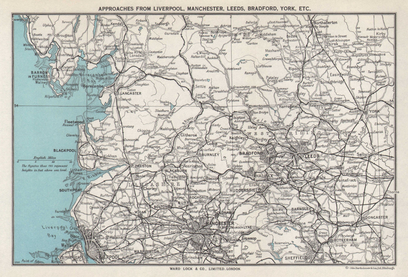 Associate Product LANCASHIRE & YORKSHIRE. Liverpool Manchester Leeds Blackpool Ribble 1964 map