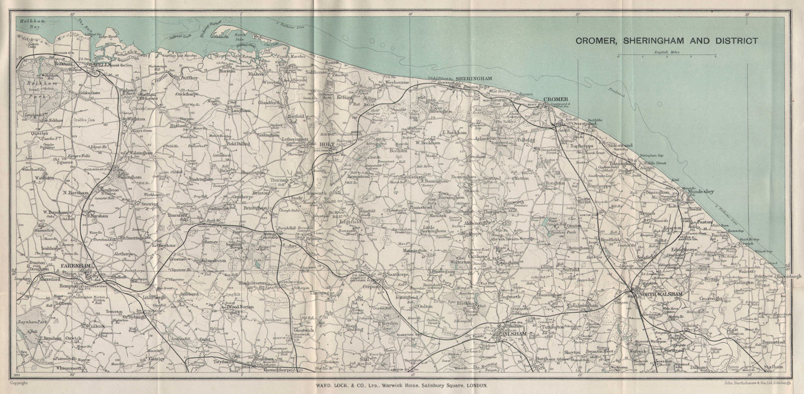 NORFOLK COAST. Cromer & Sheringham environs. North Walsham Mundesley 1931 map