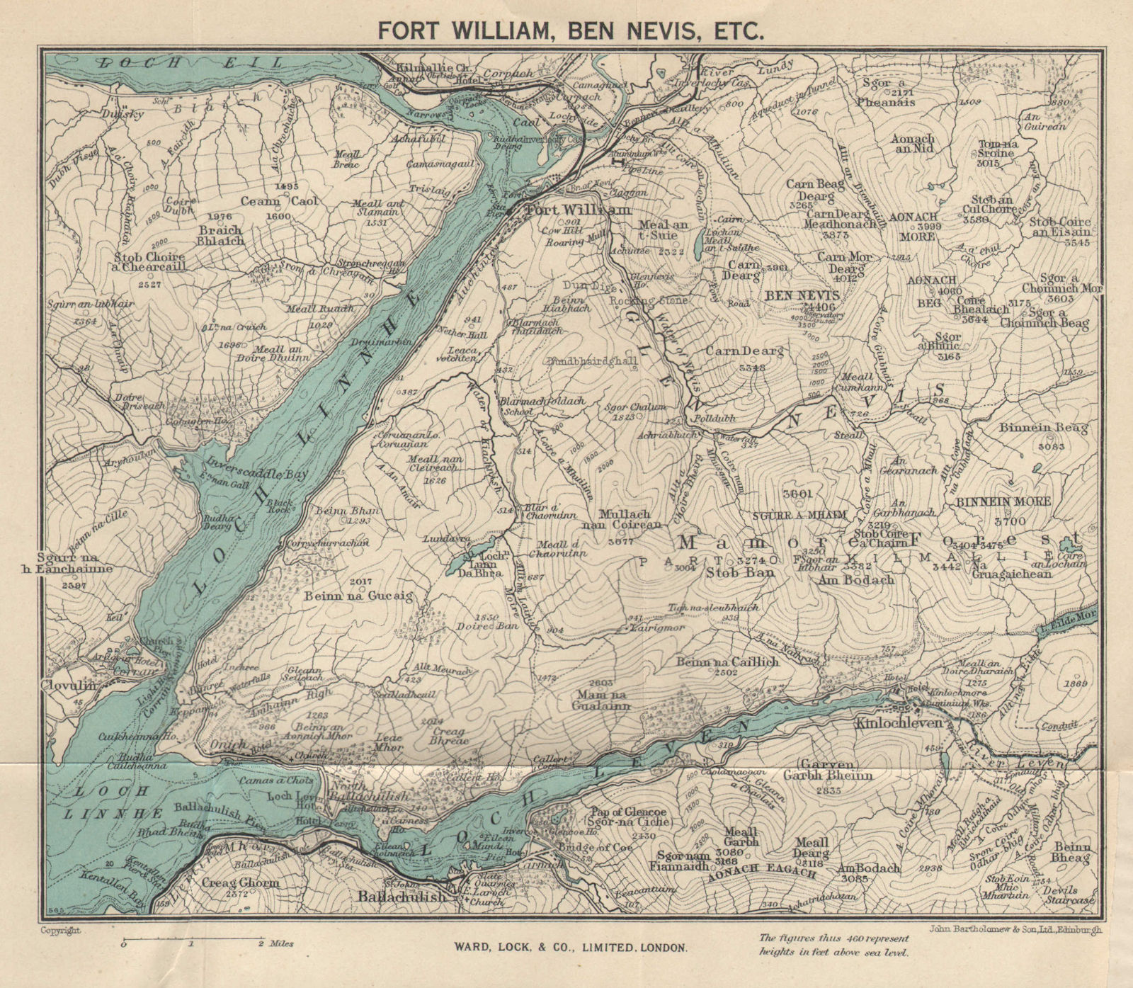 LOCHABER. Fort William Ben Nevis Loch Linnhe/Leven. Scotland. WARD LOCK 1950 map