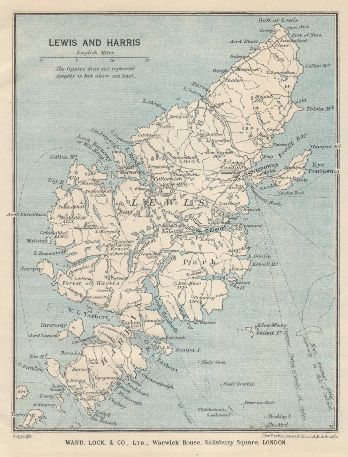 LEWIS & HARRIS. Outer Hebrides vintage tourist map. Scotland. WARD LOCK 1940