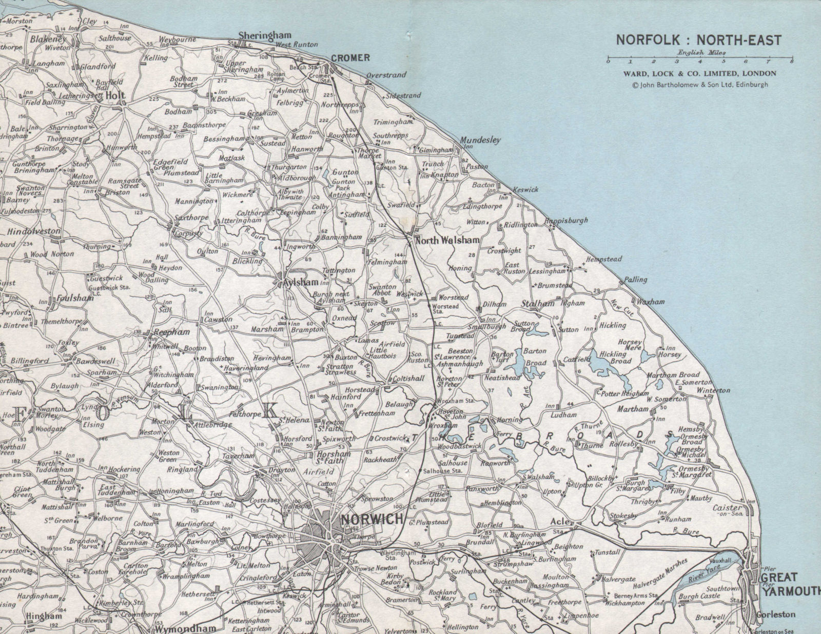 Associate Product NORFOLK NORTH EAST COAST & BROADS. Norwich Yarmouth Cromer. WARD LOCK 1971 map