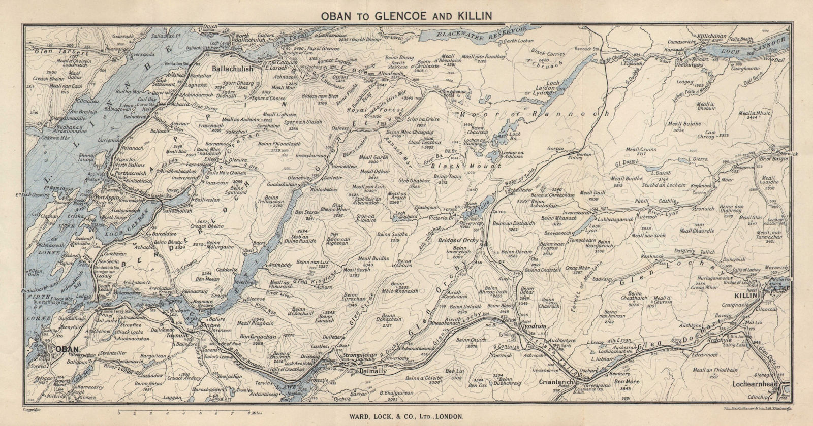 OBAN & LORNE. Glencoe Killin. Argyll & Bute Scotland. WARD LOCK 1947 old map