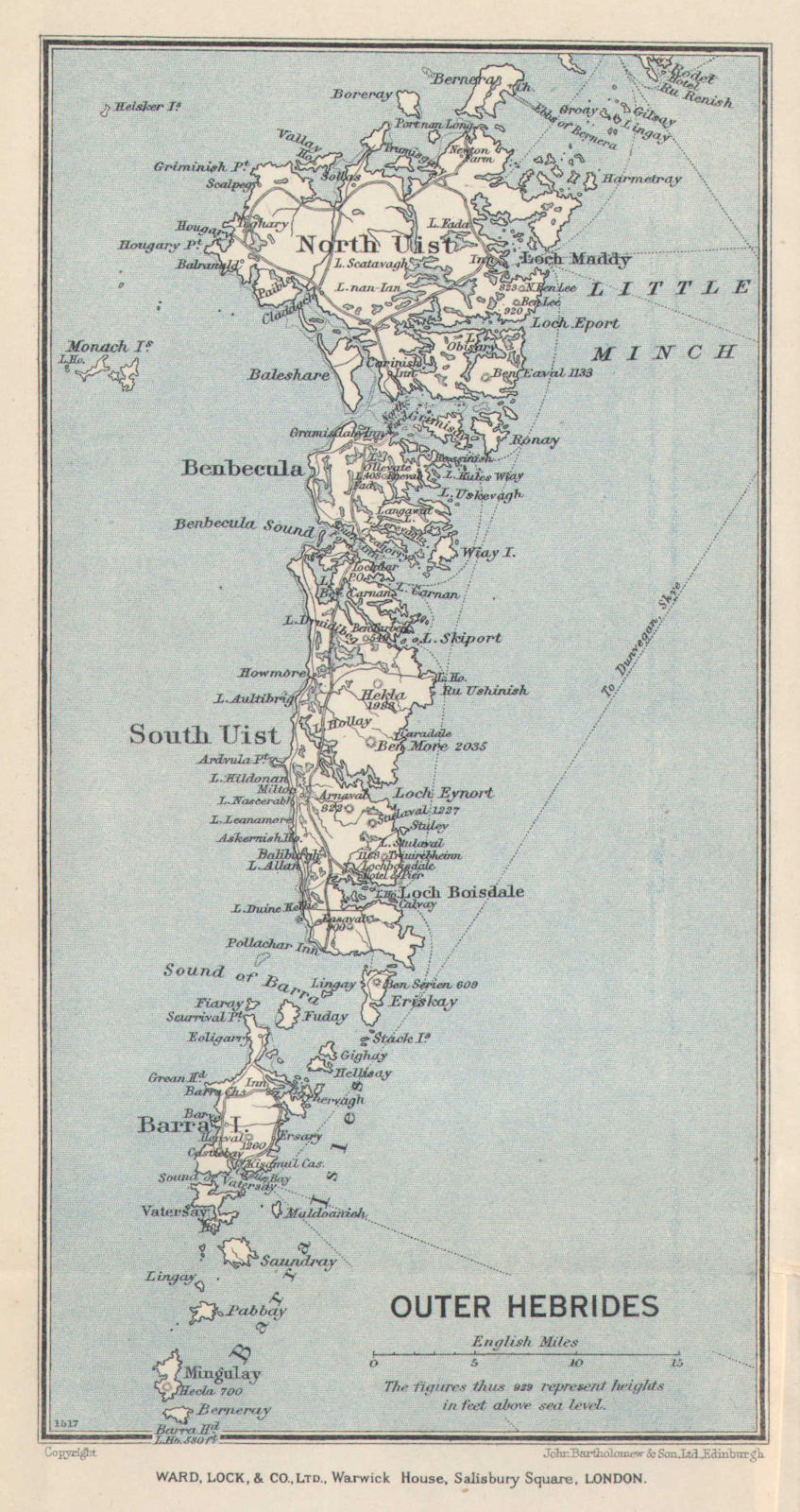 OUTER HEBRIDES North Uist South Uist Barra Benbecula Scotland WARD LOCK 1940 map