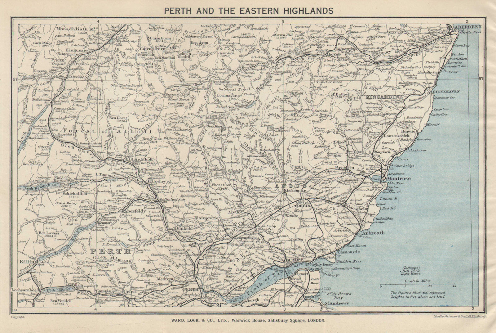 Associate Product PERTH & EASTERN HIGHLANDS. Dundee Aberdeen. Forfar. Forest of Atholl 1940 map