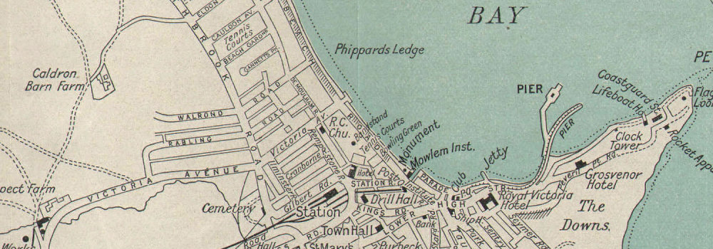 SWANAGE vintage tourist town city resort plan. Dorset. WARD LOCK 1939 ...