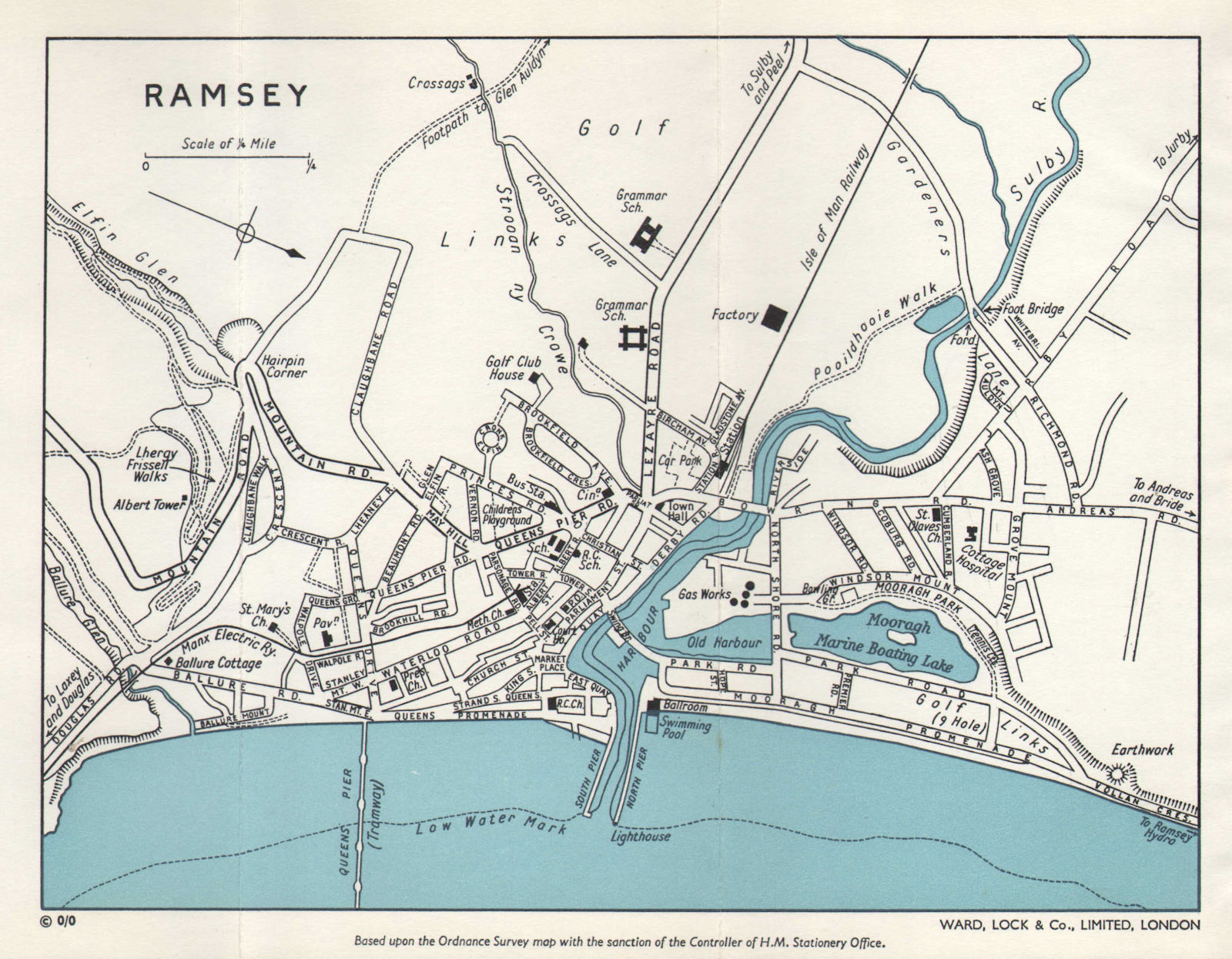 Associate Product RAMSEY vintage tourist town city plan. Isle of Man. WARD LOCK 1962 old map